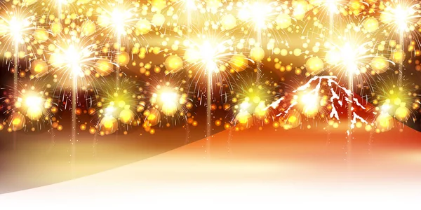 Fireworks Fuji nyår bakgrund — Stock vektor