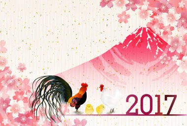 Horozlar kiraz çiçeği görünümü arka plan