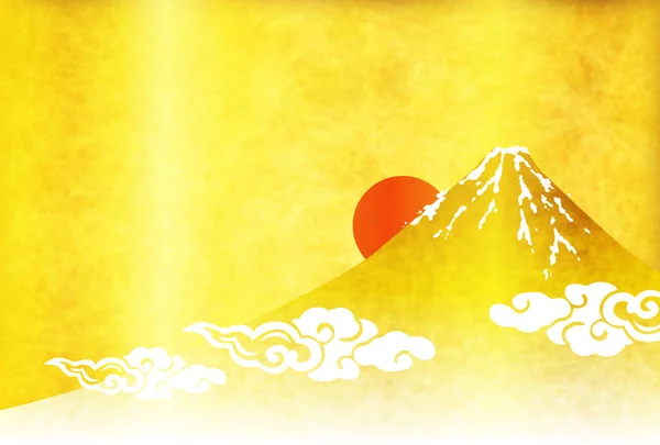 Fuji răsăritul soarelui felicitări fundal — Vector de stoc