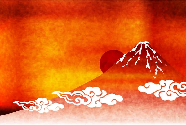 Fuji lever du soleil carte de voeux fond — Image vectorielle