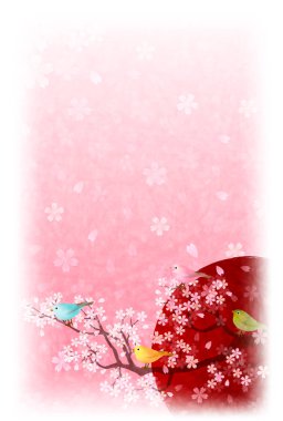 Horozlar kiraz çiçeği görünümü arka plan