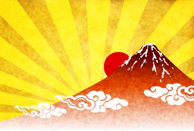 Fuji gündoğumu tebrik kartı arka plan