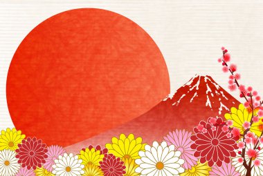 Fuji yılbaşı kartları Erik arka plan