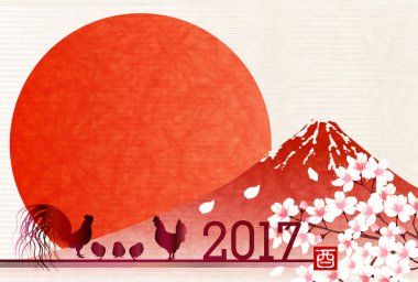 Horoz tavuk yeni yıl kartı arka plan