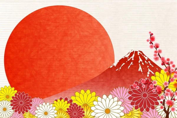 富士お正月カード梅背景 — ストックベクタ