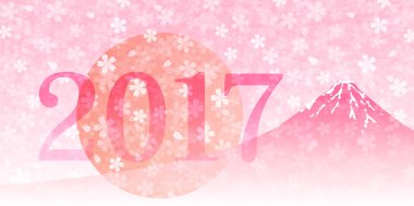 Fuji yeni yıl arka plan kiraz çiçekleri