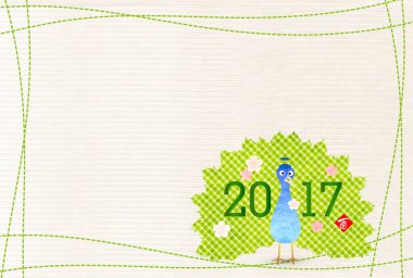 Tavus kuşu yılbaşı kartı arka plan kostüm