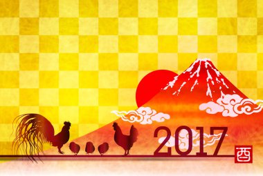 Horoz tavuk yeni yıl kartı arka plan