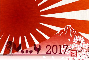 Horoz tavuk yeni yıl kartı arka plan