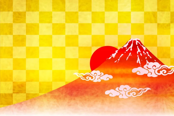 Fuji sunrise greeting card background — Stock Vector