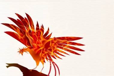 Tavuk yangın kuş yeni yıl kartı arka plan