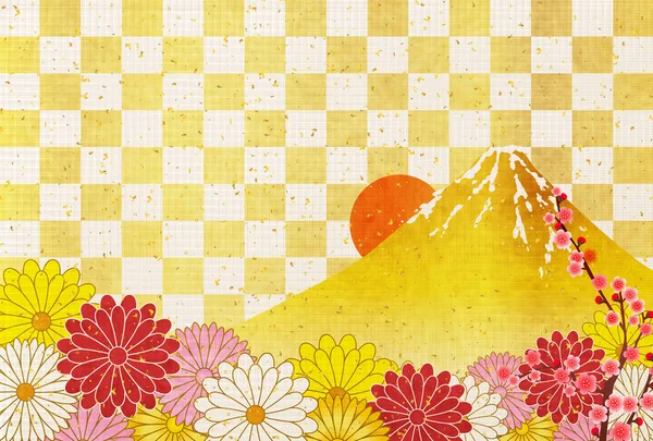 Fuji cartes du Nouvel An papier japonais fond — Image vectorielle