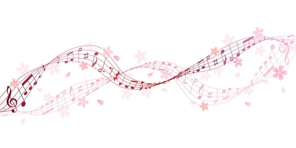 Note musicale cerise fond de partition — Image vectorielle