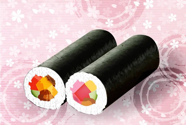 Direction Sushi Fond de fleurs de cerisier — Image vectorielle