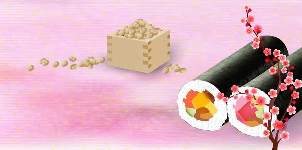 Sushi prune Février fond — Image vectorielle