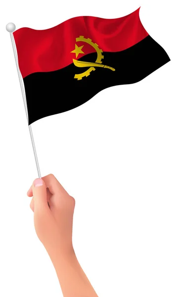 Bandera de Angola icono de mano — Archivo Imágenes Vectoriales