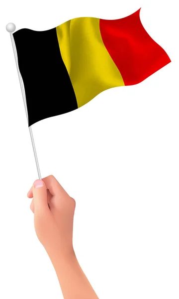 Bandera de Bélgica mano icono — Vector de stock