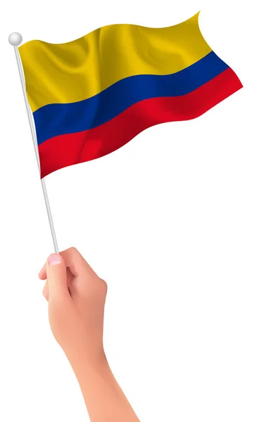 Bandera de Columbia icono de mano — Archivo Imágenes Vectoriales