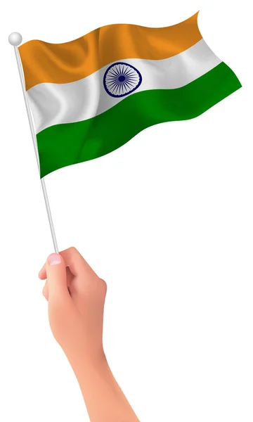 Inde drapeau main icône — Image vectorielle