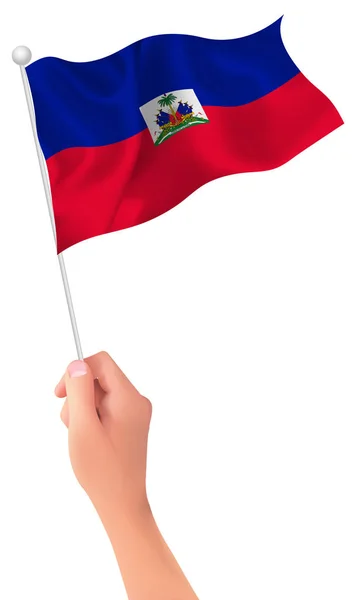 Haïti drapeau icône main — Image vectorielle