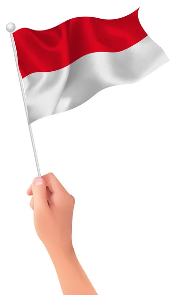 Indonesien flaggikonen hand — Stock vektor