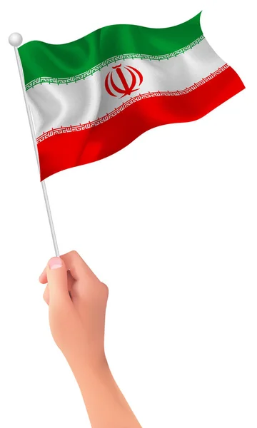Iran flaggikonen hand — Stock vektor