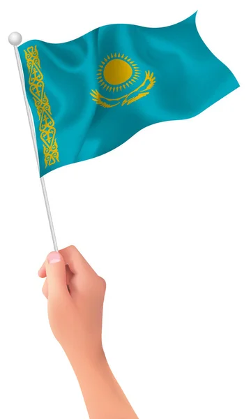 Kazajstán bandera icono de la mano — Archivo Imágenes Vectoriales