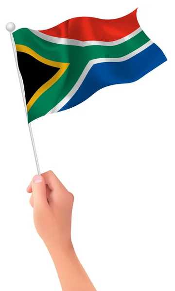 Het pictogram van de hand van de vlag van het Zuid-Afrika — Stockvector
