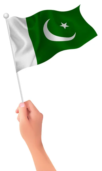 Paquistão bandeira mão ícone —  Vetores de Stock