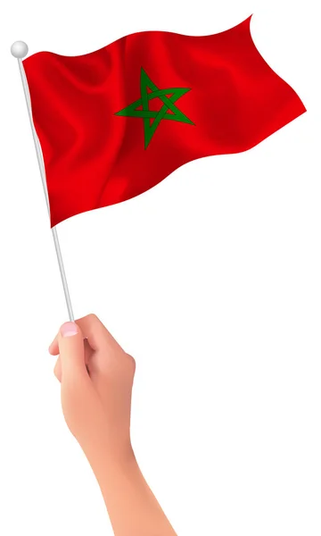 Marokko Flagge Hand Symbol — Stockvektor