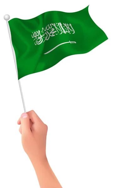 Ikon tangan bendera Arab Saudi - Stok Vektor
