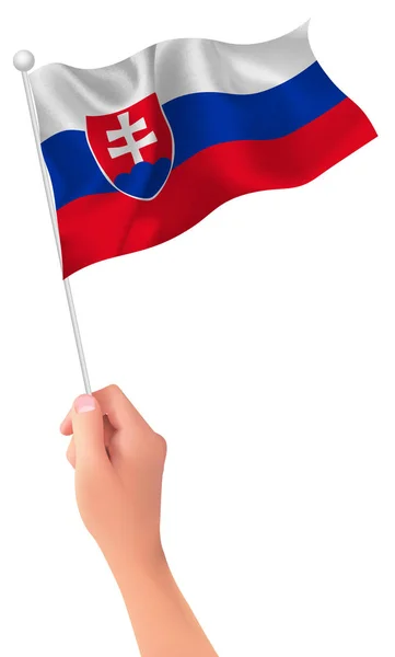 Bandera de Eslovaquia mano icono — Vector de stock