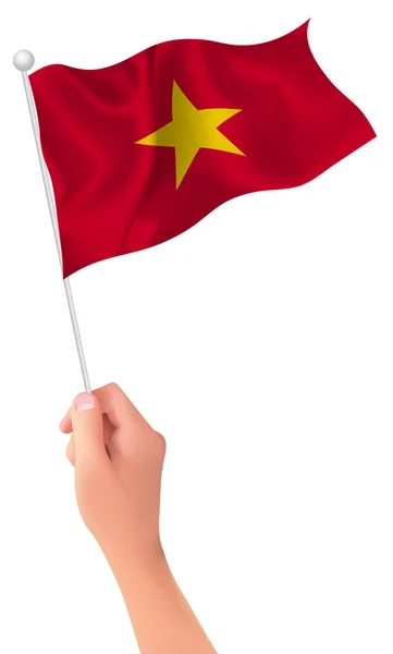 Bandera de Vietnam icono mano — Vector de stock