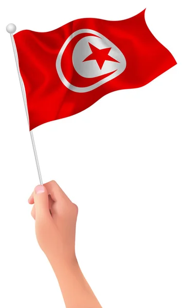 Tunisie drapeau main icône — Image vectorielle