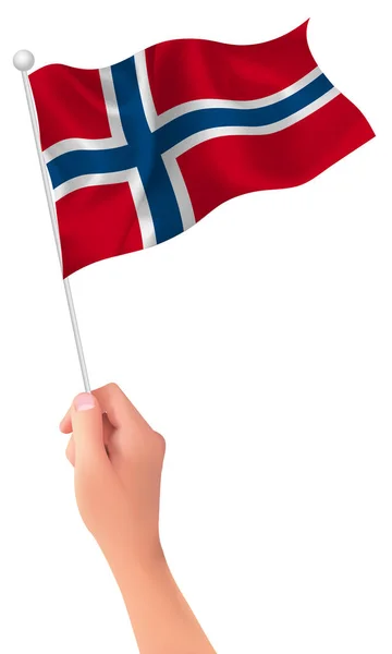 Bandera de Noruega icono de mano — Archivo Imágenes Vectoriales
