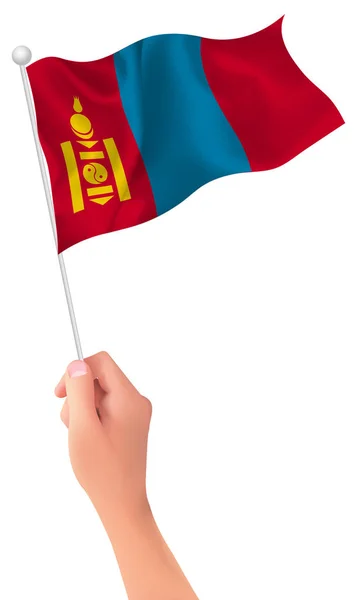 Icône main drapeau Mongolie — Image vectorielle