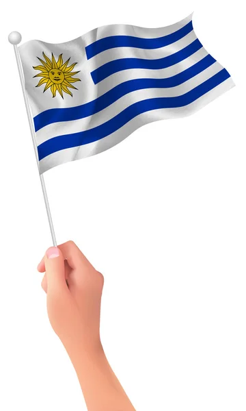 Icône main drapeau Uruguay — Image vectorielle