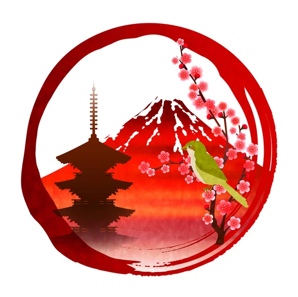 Icono de círculo de ciruela Fuji — Vector de stock