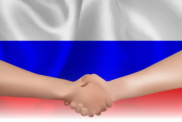 Russland nationalflagge handshake hintergrund — Stockvektor