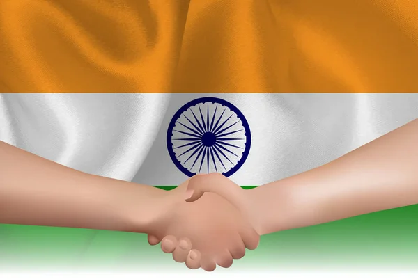 Indien land flagga handslag — Stock vektor