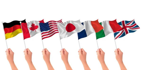 Nationalflagge japanische Hand Hintergrund — Stockvektor