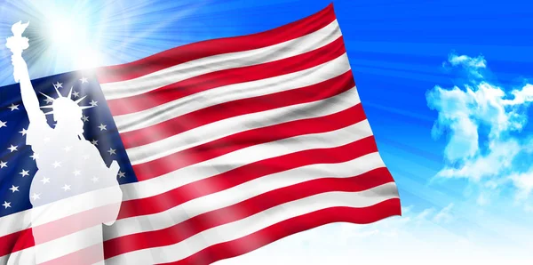 Amerika Socha svobody státní vlajka pozadí — Stockový vektor
