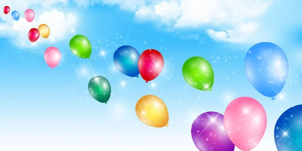 Ballon kleurrijke hemelachtergrond — Stockvector