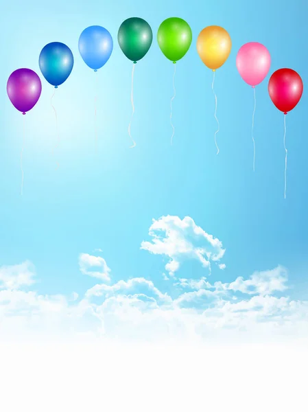 Ballong färgglada himmel bakgrund — Stock vektor