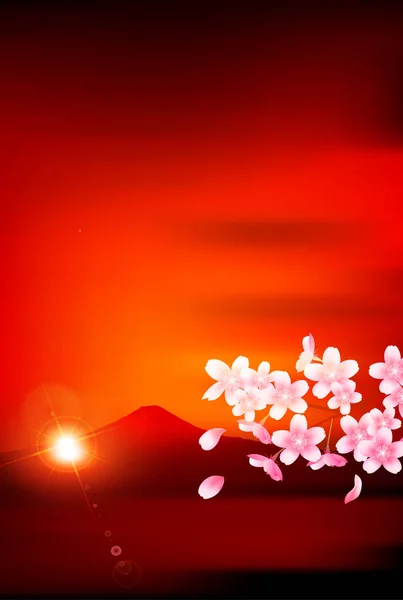 Körsbärsblommorna Fuji våren bakgrund — Stock vektor