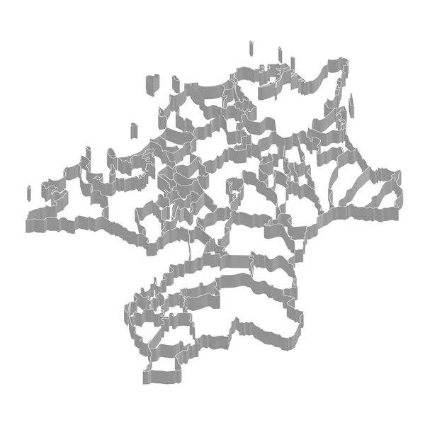 Fukuoka Mapa da Prefeitura ícone de quadro — Vetor de Stock