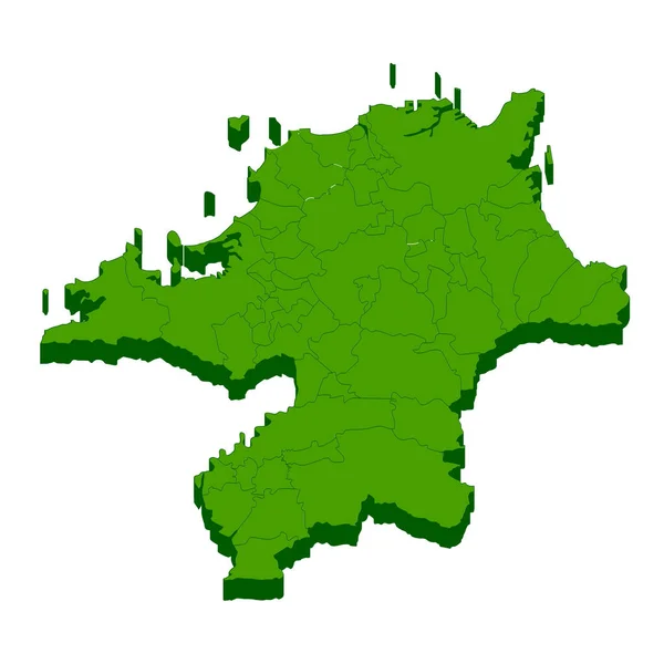 Mapa prefektury Fukuoka rámce ikona — Stockový vektor