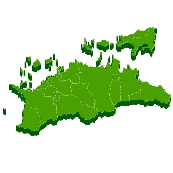 Mapa prefektury Kagawa rámce ikona — Stockový vektor