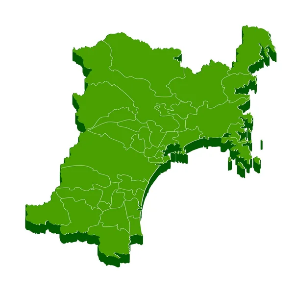 Miyagi prefektura mapa rámce ikona — Stockový vektor