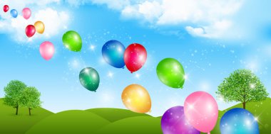Balon renkli manzara arka plan